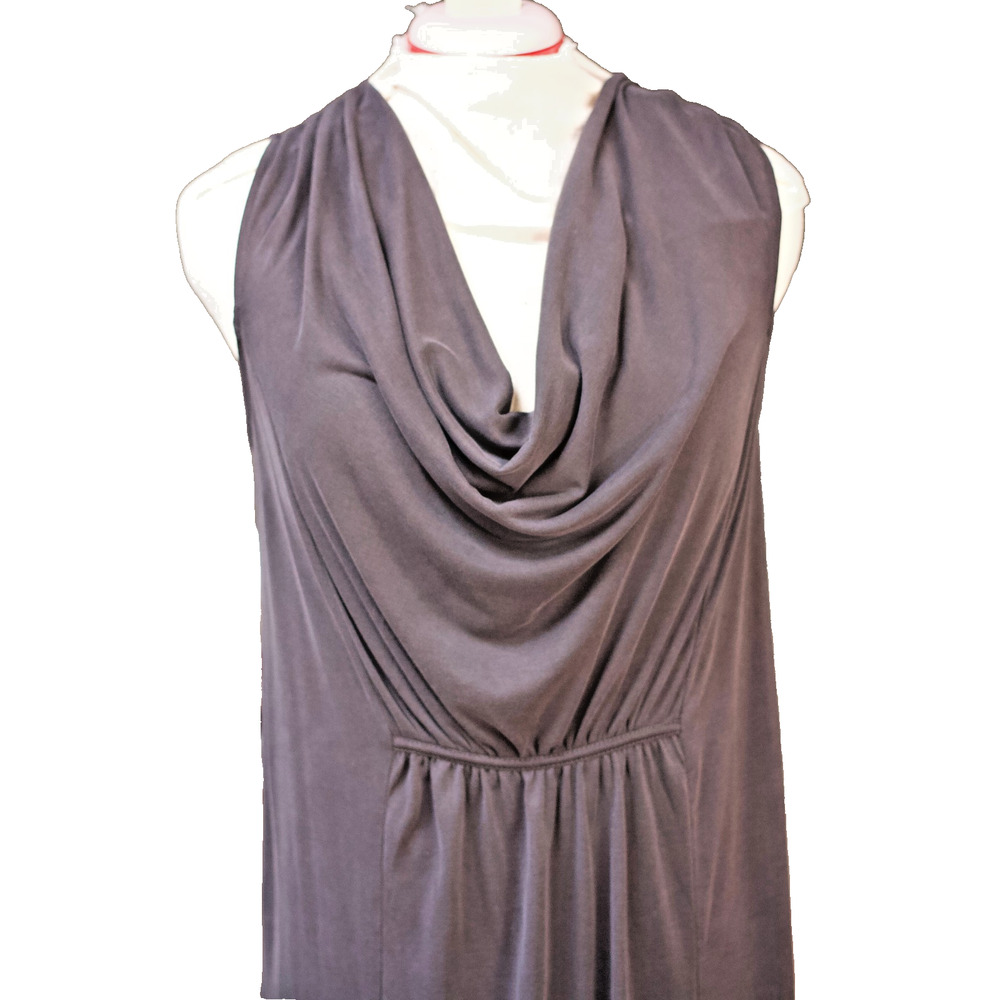 Maeve Women’s Medium Sleeveless Cowl Neck Dress Charcoal Gray Modal Midi - Picture 2 of 11